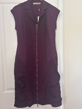 XCVI Sleeveless Zip-Front Midi Dress in Plum